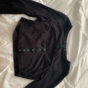 cropped black long sleeve with chest cut out!!!
